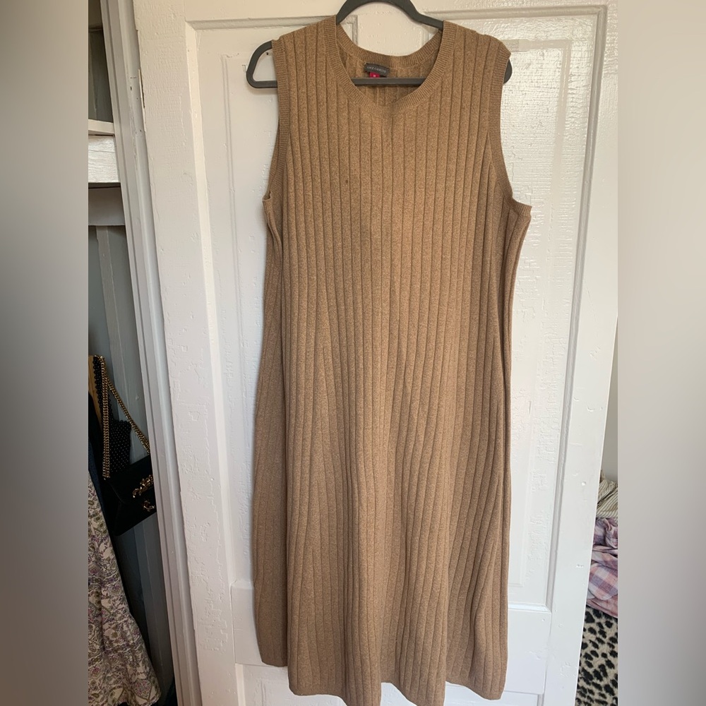 Vince Camuto Tan Ribbed Sweater Maxi Dress